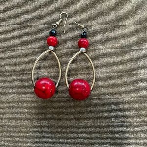 Red ball earrings